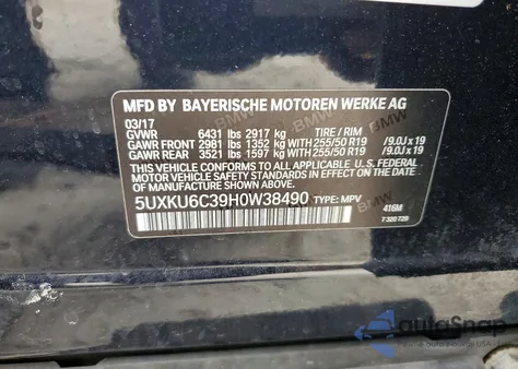 2017 BMW X6 xDrive50I z USA, uszkodzony, nr VIN 5UXKU6C39H0W38490